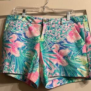 Lilly Pulitzer Tropical Floral Pink Teal Blue Shorts